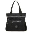 Bolsa de ombro para senhora em nylon e poliéster 38 x 38 x 12 cm Bolsa espaçosa com duas alças Bolsos frontais com fecho Bolsos laterais 1