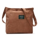 Bolsa de pana para mujer con strap ancho y gran bolsillo frontal. Suave bolso para la ciudad y la escuela 34 x 37 cm 2