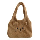Bolsa de peluche para mujer con carita de animal y orejas Dos orejas de peluche Poliéster Tamaño 46 x 30 cm Bolsa suave para uso diario 2