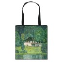 Bolsa de poliéster para senhora com impressão artística em estilo art nouveau Alças pretas com 30 cm de comprimento Forma plana 33,5 x 34,5 cm 8