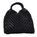 Bolsa de praia em rede para senhora em algodão Padrão trançado em cordas de algodão Alças em cordas trançadas Bolsa aberta 2