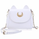 Bolsa de senhora a tiracolo com orelhas de gato e meia-lua dourada Corrente e alça ajustável Fecho magnético Couro PU 24,7 x 9 x 19 cm 1