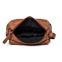 Bolsa de senhora crossbody com aba e fecho metálico Couro e poliéster Dimensões 25 x 20 x 12 cm Bolso traseiro com fecho Correia 8
