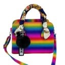 Bolsa de senhora crossbody com alça superior Superfície cintilante com transição de cores Alça com mosquetões em pele PU 22 x 18 x 9 cm 5