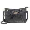Bolsa de senhora crossbody com fecho e costura decorativa Bolso traseiro Alça ajustável com mosquetões Couro PU 24 x 16 x 6 cm 1