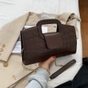 Bolsa de senhora crossbody com padrão de crocodilo Alça superior e corrente de ombro Transporte na mão ou ao ombro Couro PU 26 x 17 x 4