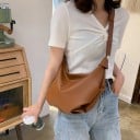 Bolsa de senhora crossbody em forma de meia-lua Fecho com fecho éclair em pele PU e poliéster 29 x 14 x 27 cm Para telemóvel e pequenos 8