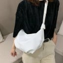 Bolsa de senhora crossbody em forma de meia-lua Fecho com fecho éclair em pele PU e poliéster 29 x 14 x 27 cm Para telemóvel e pequenos 9