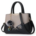 Bolsa de senhora de mão em pele sintética com aplicação floral e detalhes metálicos dourados Alça longa para o ombro 30 x 22 x 14 cm 15