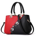 Bolsa de senhora de mão em pele sintética com aplicação floral e detalhes metálicos dourados Alça longa para o ombro 30 x 22 x 14 cm 5