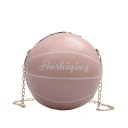 Bolsa de senhora em forma de bola de basquetebol 16 x 16 cm Bolsa redonda de ombro Alça de corrente dourada Pequena bolsa para pequenos 4