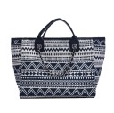 Bolsa de senhora em tela com padrão geométrico 31 x 24 x 16 cm Alças curtas para a mão Correntes para o ombro Tela e poliéster 2