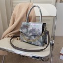 Bolsa de senhora para a mão com padrão de pele de crocodilo Padrão tie-dye multicolorido Corrente dourada decorativa Alça de ombro 23 x 8 x 1