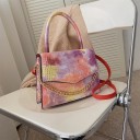 Bolsa de senhora para a mão com padrão de pele de crocodilo Padrão tie-dye multicolorido Corrente dourada decorativa Alça de ombro 23 x 8 x 2