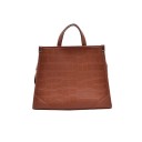 Bolsa de senhora para mão e ombro Bolsa grande e retangular com textura de crocodilo Pele sintética PU Duas alças Alça larga 36 x 26 x 12 cm 9