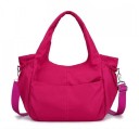 Bolsa de senhora para usar à mão ou ao ombro Bolsa de nylon com alça ajustável e removível Laterais franzidas Bolsos frontais 32 x 29 x 14 4