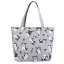 Bolsa de tela feminina com estampagem de gatinhos 42 x 30 x 10 cm Bolsa de compras espaçosa com duas alças Padrão com patas e ossinhos 1
