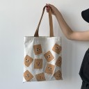 Bolsa de tela para mujer con estampado alegre Cierre con cremallera Bolsa interior Asas anchas marrones Dimensiones 34 x 38 cm Lona con poliéster 2