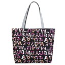 Bolsa de tela para mujer con estampado de letras y números de colores Bolsa de compras espaciosa con asas grises Lona y poliéster 42 x 30 1