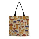 Bolsa de tela para mujer con estampado de setas Gran bolsa de compras 40 x 40 cm Asas negras de 30 cm Lona y poliéster Motivo ilustrado de setas 6