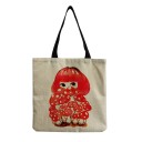 Bolsa de tela para mujer con estampado de setas Gran bolsa de compras 40 x 40 cm Asas negras de 30 cm Lona y poliéster Motivo ilustrado de setas 7
