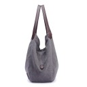 Bolsa de tela para mujer de 28 x 30 x 13 cm Bolsa espaciosa con tres compartimentos Bolsillo con cremallera en el lateral Asas de contraste 8