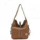 Bolsa de tela para mujer y mochila 2 en 1 29 x 32 x 18 cm Bolsa de hombro con bolsillo con cremallera en la parte delantera Mosquetones 2