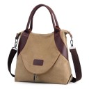 Bolsa de tela para senhora, para usar à mão ou ao ombro Duas alças e alça removível com mosquetões Bolso frontal com fecho 31 x 21 x 5