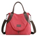 Bolsa de tela para senhora, para usar à mão ou ao ombro Duas alças e alça removível com mosquetões Bolso frontal com fecho 31 x 21 x 2