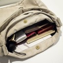 Bolsa de veludo para senhora 31 x 40 x 11 cm Bolsa com alça longa Dois bolsos frontais Fecho de botão de pressão Veludo e poliéster 7