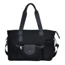 Bolsa de viaje para mujer con correa desmontable Bolsillo frontal con cremallera Bolsillo lateral Material oxford Dimensiones 39 x 30 x 18 cm Negra 1