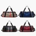 Bolsa de viaje para mujer con patrón de cuadros para el fin de semana y vacaciones Dos asas y correa desmontable para el hombro Nylon Dimensiones 32 5
