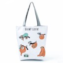 Bolsa feminina com estampado de preguiças Formato mais alto com fundo alargado 27 x 37 x 8 cm Alças longas cinzentas Poliester Design divertido 3