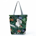 Bolsa feminina com estampado floral Forma alta com fundo alargado 27 x 37 x 8 cm Alças longas cinzentas Poliéster Motivos de rosas e papoulas 15