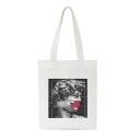 Bolsa feminina com impressão de esculturas antigas em colagem moderna Bolsa de compras 35 x 40 cm Alças 30 cm Bolsa branca com um motivo artístico 6