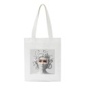 Bolsa feminina com impressão de esculturas antigas em colagem moderna Bolsa de compras 35 x 40 cm Alças 30 cm Bolsa branca com um motivo artístico 15