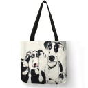 Bolsa feminina com impressão de retrato de cão pintado Poliester de linho Forma quadrada 40 x 40 cm Alças pretas com 30 cm de comprimento Desenho 8