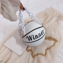 Bolsa feminina em forma de bola de basquetebol 16 x 16 cm Com a inscrição Winner Alça robusta em corrente Corrente para usar ao ombro Fecho 1