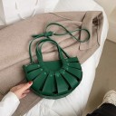 Bolsa feminina em forma de leque com tiras recortadas Duas alças curtas Alça longa ajustável para o ombro Couro sintético PU 27 x 17 x 5