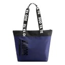 Bolsa feminina em nylon e poliéster com bolso frontal com fecho Bolso interior Faixa superior preta e alças longas Dimensões 35 x 32 x 15 3