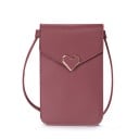Bolsa feminina para telemóvel 19,5 x 14 x 1 cm Aba com ornamento metálico em forma de coração Alça longa e fina Uso ao ombro e cruzada 5