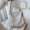 Bolsa grande de mujer de piel sintética Bolsa suave y espaciosa Asa ancha Correa larga para llevar cruzada 41 x 41 cm 5