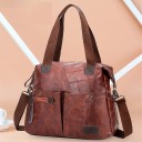 Bolsa grande feminina de ombro em pele sintética 38 x 35 x 13 cm Duas bolsas frontais Alças têxteis e alça destacável Aparência 4