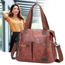 Bolsa grande feminina de ombro em pele sintética 38 x 35 x 13 cm Duas bolsas frontais Alças têxteis e alça destacável Aparência 8
