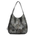 Bolsa grande feminina de ombro estilo hobo Duas alças longas Forma arredondada macia Couro sintético Aspeto vintage 28 x 30 x 12 cm 3
