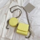 Bolsa mini crossbody para mujer con estuche redondo Cadena de metal maciza sobre el hombro Patrón de cocodrilo de cuero PU y poliéster 11 4