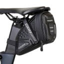 Bolsa para bicicleta impermeable 18,3 × 12,9 × 9,2 cm Bolsa de sillín reflectante con textura de carbono Resistente al aplastamiento Correas 1