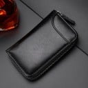 Bolsa para chaves de carro em couro genuíno para homens e mulheres Chaveiro com fecho zip e bordas cosidas Dimensões compactas 12 x 2,5 7