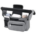 Bolsa para cochecito con portabotellas y soporte para teléfono 33 x 16 x 10 cm Bolsillo frontal con cremallera Bolsa extraíble 11