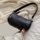 Bolsa pequeña para mujer bajo el brazo con patrón grabado de piel de serpiente Asa corta para llevar en el hombro Cadena metálica 2